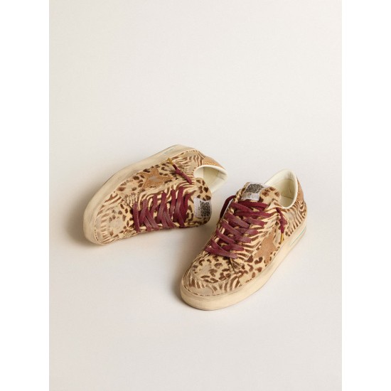 Men's Stardan LTD in animal-print pony skin with gold glitter star Men's Stardan LTD in animal-print pony skin with gold glitter star