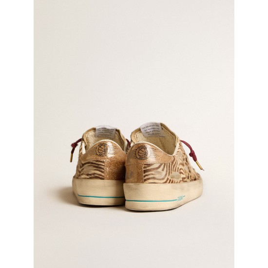 Men's Stardan LTD in animal-print pony skin with gold glitter star Men's Stardan LTD in animal-print pony skin with gold glitter star