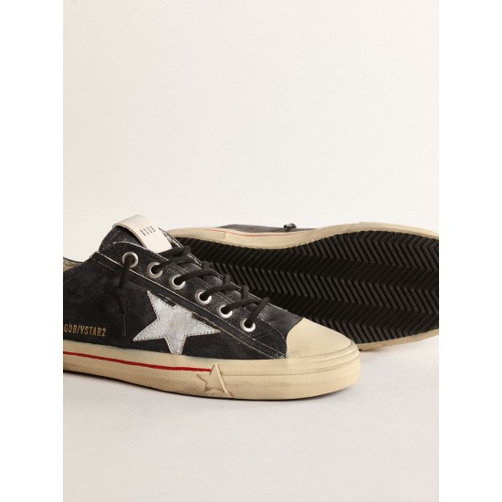 V-Star LTD in blue leather with silver metallic leather star V-Star LTD in blue leather with silver metallic leather star