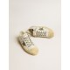 Men's V-Star in white leather with green canvas star Men's V-Star in white leather with green canvas star