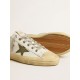 Men's V-Star in white leather with green canvas star Men's V-Star in white leather with green canvas star