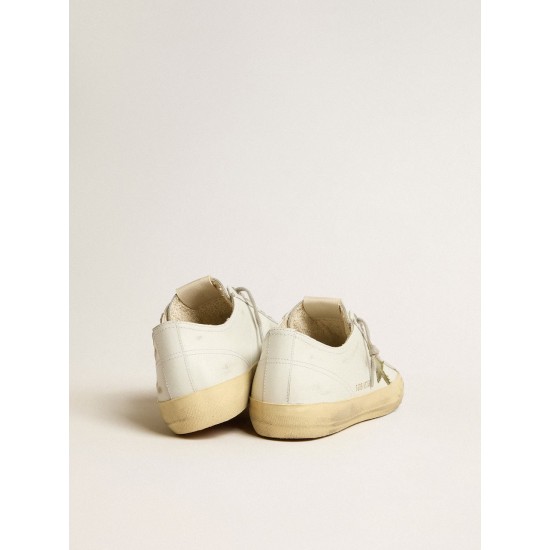 Men's V-Star in white leather with green canvas star Men's V-Star in white leather with green canvas star
