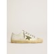 Men's V-Star in white leather with green canvas star Men's V-Star in white leather with green canvas star