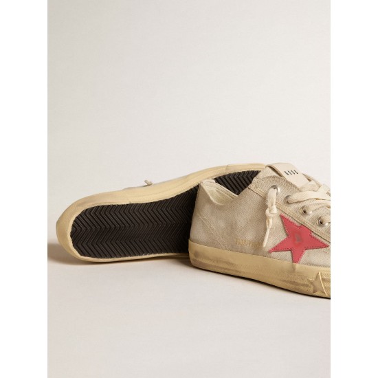 Men's V-Star in light gray canvas with a red leather star Men's V-Star in light gray canvas with a red leather star