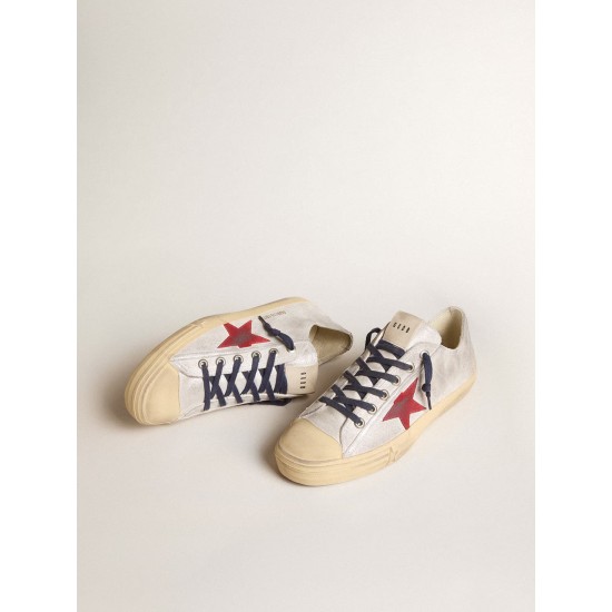 Men's V-Star LTD in silver metallic suede with red suede star Men's V-Star LTD in silver metallic suede with red suede star