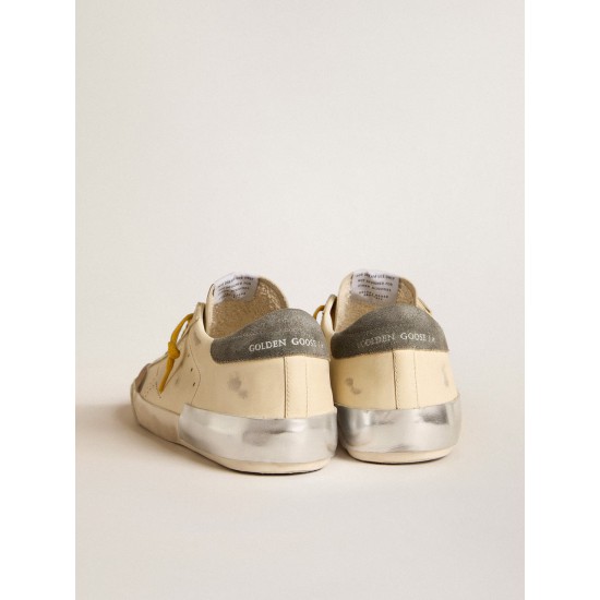 Super-Star in leather with perforated star and gray suede heel tab Super-Star in leather with perforated star and gray suede heel tab