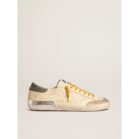 Super-Star in leather with perforated star and gray suede heel tab Super-Star in leather with perforated star and gray suede heel tab