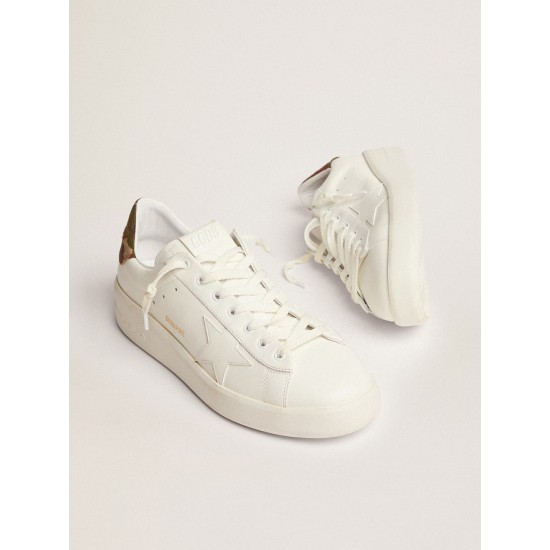 Men's Purestar in white leather with tone-on-tone star Men's Purestar in white leather with tone-on-tone star