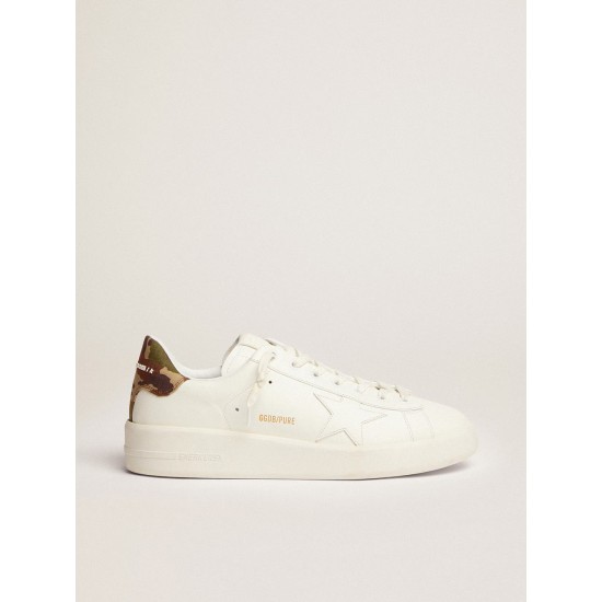 Men's Purestar in white leather with tone-on-tone star Men's Purestar in white leather with tone-on-tone star