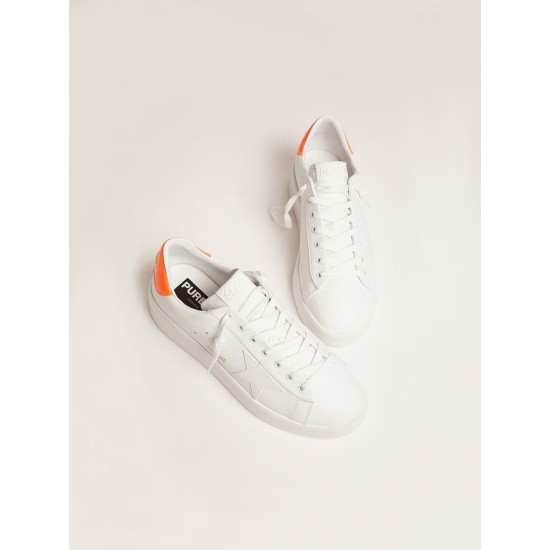 White Purestar sneakers with fluorescent orange heel tab White Purestar sneakers with fluorescent orange heel tab