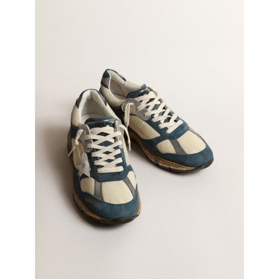 Men’s Dad-Star in petrol-blue suede with white leather star Men’s Dad-Star in petrol-blue suede with white leather star