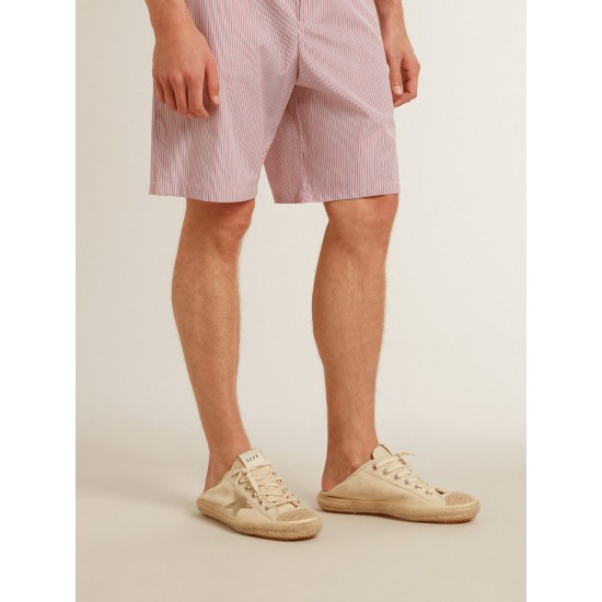Men's V-Star Sabot in canvas with beige suede star Men's V-Star Sabot in canvas with beige suede star