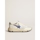 Running Sole in white mesh and nappa leather with a blue star Running Sole in white mesh and nappa leather with a blue star