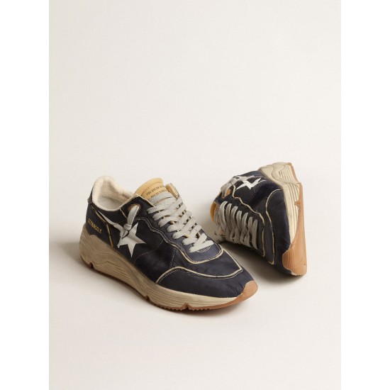Running Sole in blue nylon with white printed star Running Sole in blue nylon with white printed star