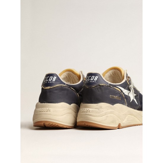 Running Sole in blue nylon with white printed star Running Sole in blue nylon with white printed star