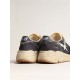 Running Sole in blue nylon with white printed star Running Sole in blue nylon with white printed star