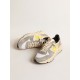 Running Sole in beige nylon and gray suede with yellow star Running Sole in beige nylon and gray suede with yellow star