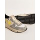 Running Sole in beige nylon and gray suede with yellow star Running Sole in beige nylon and gray suede with yellow star