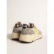 Running Sole in beige nylon and gray suede with yellow star Running Sole in beige nylon and gray suede with yellow star