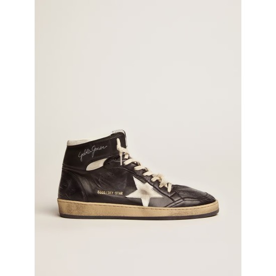 Men's Sky-Star in black nappa with white star Men's Sky-Star in black nappa with white star