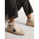 Men's Sky-Star in cream-colored nylon and leather with blue suede star Men's Sky-Star in cream-colored nylon and leather with blue suede star