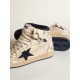 Men's Sky-Star in cream-colored nylon and leather with blue suede star Men's Sky-Star in cream-colored nylon and leather with blue suede star