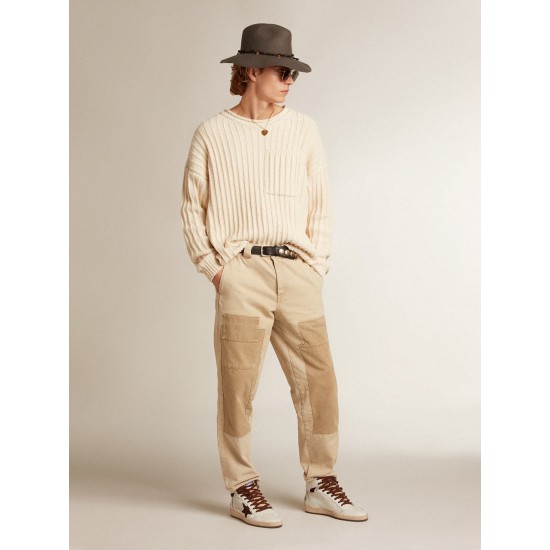 Men’s Sky-Star in white nappa leather with a chocolate suede star Men’s Sky-Star in white nappa leather with a chocolate suede star