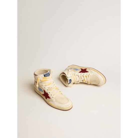 Sky-Star in beige nylon and nappa with pomegranate suede star Sky-Star in beige nylon and nappa with pomegranate suede star