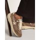 Men's Running Sole in olive green mesh and leather with cream star Men's Running Sole in olive green mesh and leather with cream star