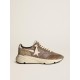 Men's Running Sole in olive green mesh and leather with cream star Men's Running Sole in olive green mesh and leather with cream star