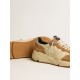 Men's Running Sole in ivory nylon and tobacco suede Men's Running Sole in ivory nylon and tobacco suede