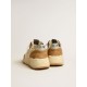 Men's Running Sole in ivory nylon and tobacco suede Men's Running Sole in ivory nylon and tobacco suede