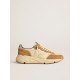 Men's Running Sole in ivory nylon and tobacco suede Men's Running Sole in ivory nylon and tobacco suede