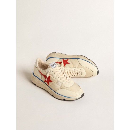 Men’s Running Sole LTD in beige nylon with red leather star Men’s Running Sole LTD in beige nylon with red leather star