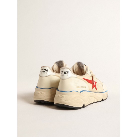 Men’s Running Sole LTD in beige nylon with red leather star Men’s Running Sole LTD in beige nylon with red leather star