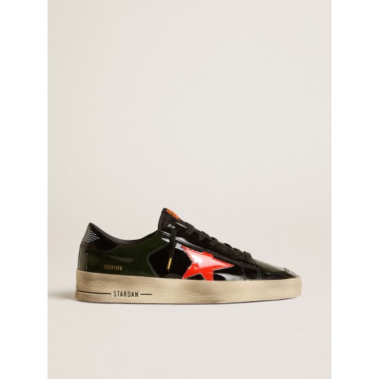Men's Stardan LAB in black and green patent leather with orange star Men's Stardan LAB in black and green patent leather with orange star