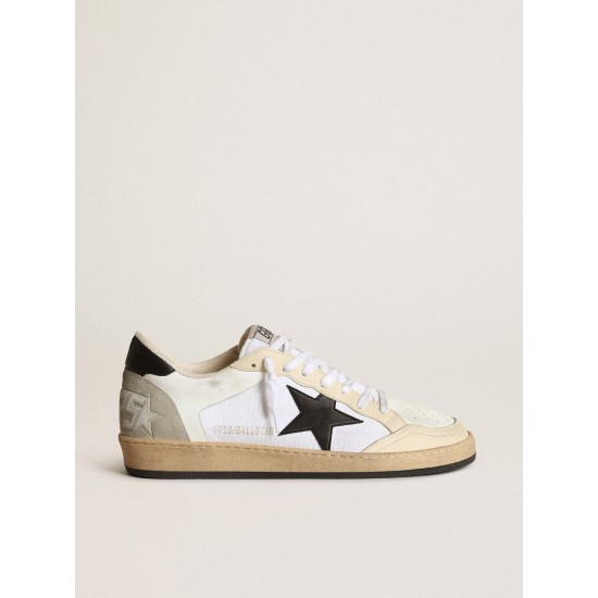 Men's Ball Star in canvas and white leather with ivory inserts Men's Ball Star in canvas and white leather with ivory inserts