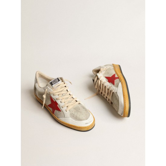 Ball Star in gray suede with red star and silver heel tab Ball Star in gray suede with red star and silver heel tab