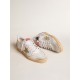 Ball Star LTD in white crackle leather and mesh with suede star Ball Star LTD in white crackle leather and mesh with suede star