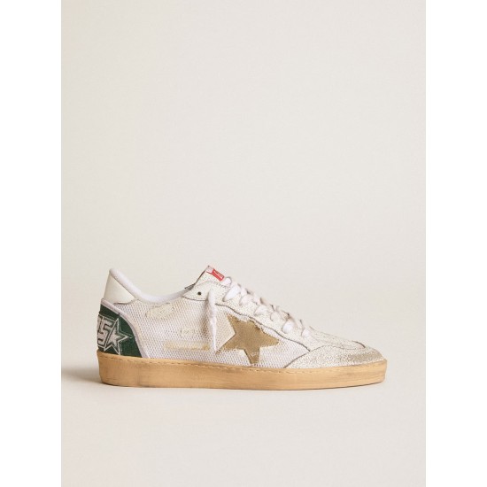 Ball Star LTD in white crackle leather and mesh with suede star Ball Star LTD in white crackle leather and mesh with suede star