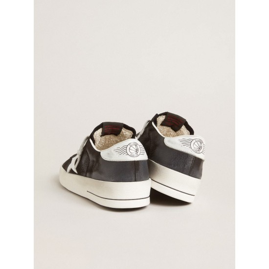 Stardan in black nubuck and mesh with gray leather star and heel tab Stardan in black nubuck and mesh with gray leather star and heel tab