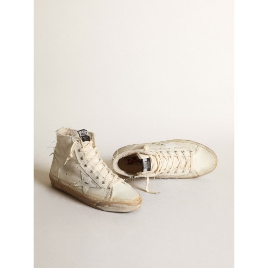 Francy sneakers in ivory canvas with white leather star Francy sneakers in ivory canvas with white leather star