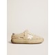 Men’s Space-Star shoes in beige shearling with white leather star and metallic leather heel tab Men’s Space-Star shoes in beige shearling with white leather star and metallic leather heel tab