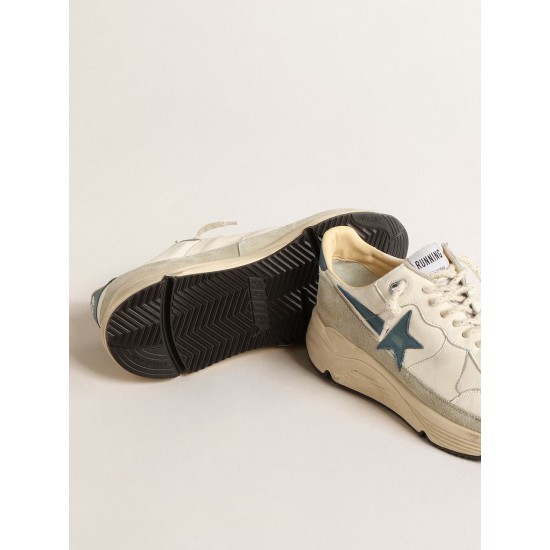 Running Sole in nappa with blue leather star and suede insert Running Sole in nappa with blue leather star and suede insert