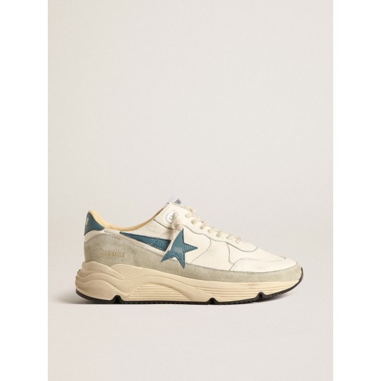Running Sole in nappa with blue leather star and suede insert Running Sole in nappa with blue leather star and suede insert