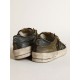 Men's Stardan in military green nubuck and black mesh with white star Men's Stardan in military green nubuck and black mesh with white star