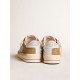 Stardan LTD in tobacco suede and mesh with blue star and leather heel tab Stardan LTD in tobacco suede and mesh with blue star and leather heel tab