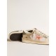 Stardan in white mesh with orange star and platinum leather inserts Stardan in white mesh with orange star and platinum leather inserts