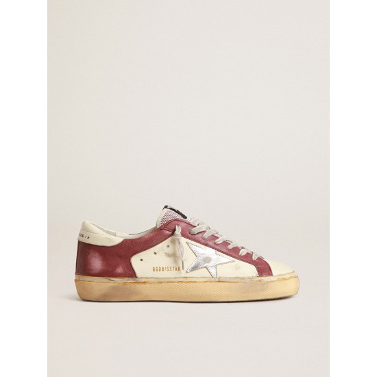 Super-Star in nappa leather with burgundy inserts and silver star Super-Star in nappa leather with burgundy inserts and silver star
