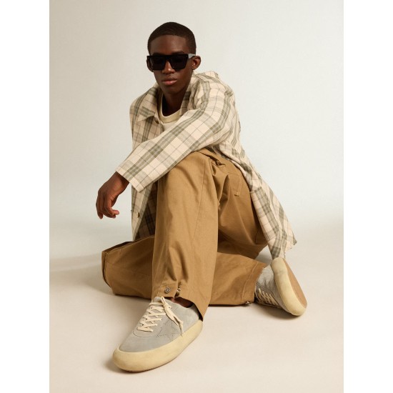 Men's Space-Star shoes in ice-gray suede with perforated star Men's Space-Star shoes in ice-gray suede with perforated star